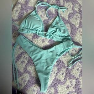 NWOT boutine LA fringe top. Drawstring bottoms